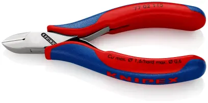 Boční štípací kleště Knipex 77 02 115 SB - pro elektroniku, kulaté čelisti, fazeta (K 77 02 115 SB)