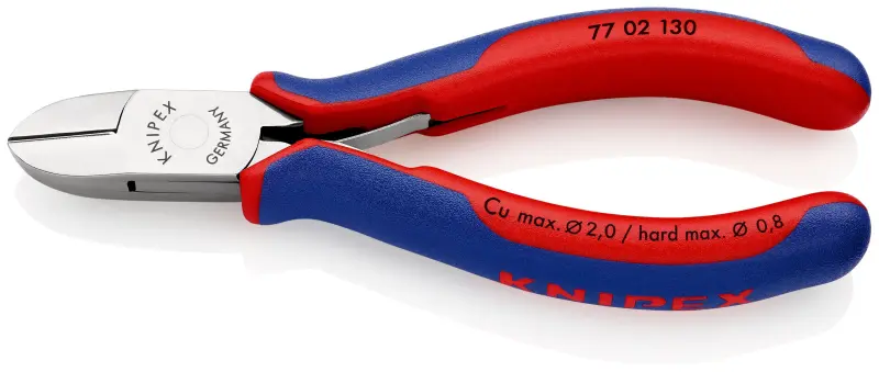 Boční štípací kleště Knipex 77 02 130 SB -  pro elektroniku, kulaté čelisti, fazeta (K 77 02 130 SB)