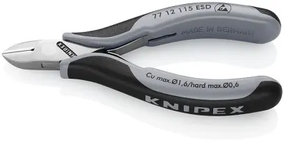 Boční štípací kleště Knipex 77 12 115 ESD SB - pro elektroniku, fazeta s svěrkou (K 77 12 115 ESD SB)