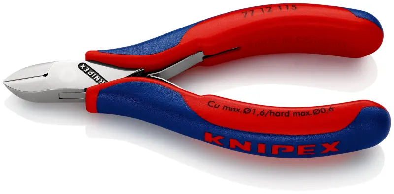 Boční štípací kleště Knipex 77 12 115 SB - pro elektroniku, fazeta s svěrkou (K 77 12 115 SB)