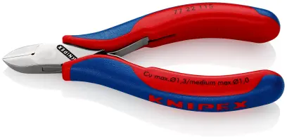 Boční štípací kleště Knipex 77 22 115 SB - pro elektroniku, kulaté čelisti, bez fazety (K 77 22 115 SB)