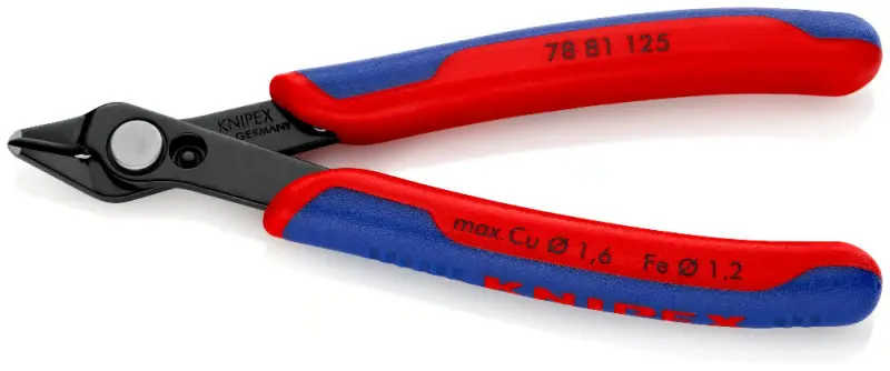 Boční štípací kleště Knipex 78 81 125 SB - Electronic Super-Knips, tvrdé dráty (K 78 81 125 SB)