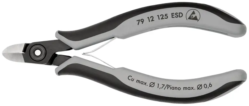Precizní boční štípací kleště Knipex 79 12 125 ESD - pro elektroniku, tvrdé dráty (K 79 12 125 ESD)
