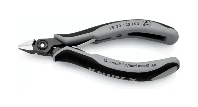 Precizní boční štípací kleště Knipex 79 32 125 ESD SB - pro elektroniku, špičatá hlava (K 79 32 125 ESD SB)