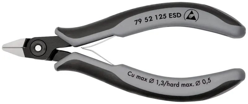 Precizní boční štípací kleště Knipex 79 52 125 ESD - pro elektroniku, špičatá hlava (K 79 52 125 ESD)