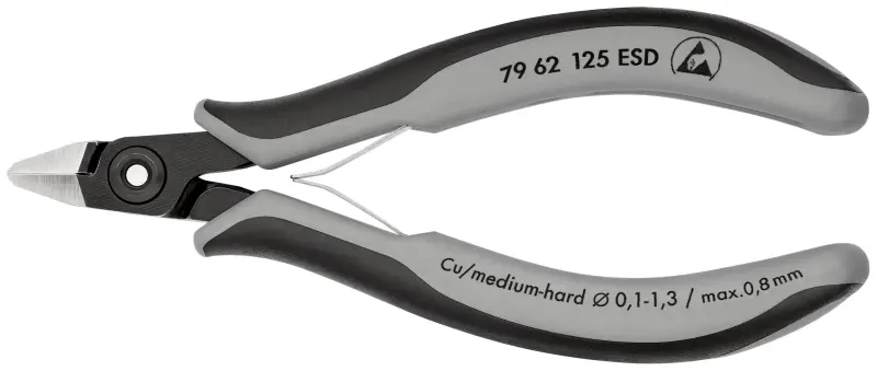 Precizní boční štípací kleště Knipex 79 62 125 ESD - pro elektroniku, špičatá hlava (K 79 62 125 ESD)