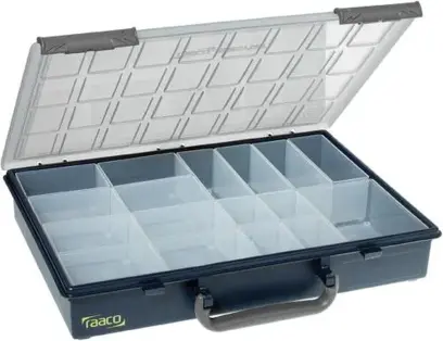 Sortimentový kufřík plast Assorter 55 4x8-17 modrý RAACO
