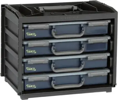 Ruční box HandyBox plast, 4 sortimentové kufříky, modré RAACO