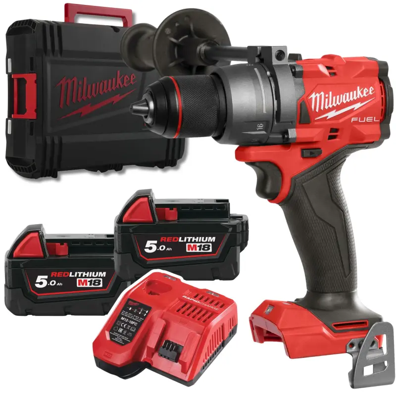 Aku příklepová vrtačka Milwaukee M18 FPD3-502X, 2x aku M18 B5 + M12-18 FC + kufr, 4933479860