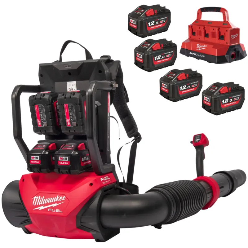 Aku fukar Milwaukee M18 F2BPB-124, fukar k zavěšní na záda, 4x Aku M18 HB12 + nabíječka M18 PC6, 4933493213 (MI4933493213)