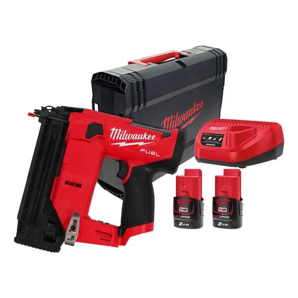 Aku hřebíkovačka Milwaukee M12 FCN18GS-202X, hřebíky 16-38 mm / 0°, s 2x Aku M12 B2 + nabíječkou M12 C12 C, 4933493355 (MI4933493355)