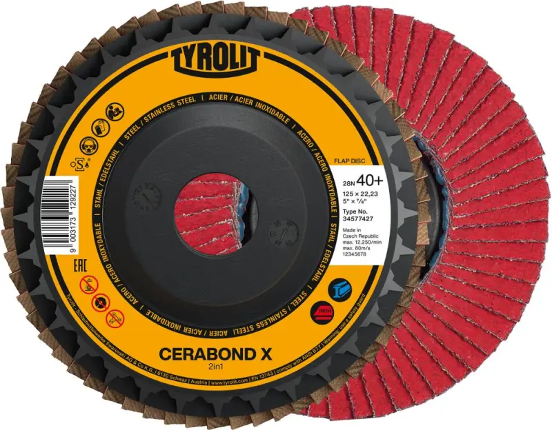 Lamelový brusný kotouč CERABOND X průměr 125mm CA-40 vlnitý Tyrolit (EDE83600040)