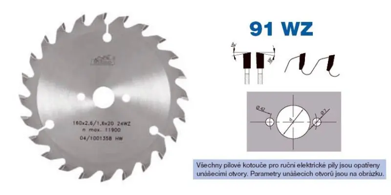 Pilový kotouč s SK pr. 200 x 2,8/1,8 x 30 - 16 WZ, typ 22 5391 (PI22539120016WZ)