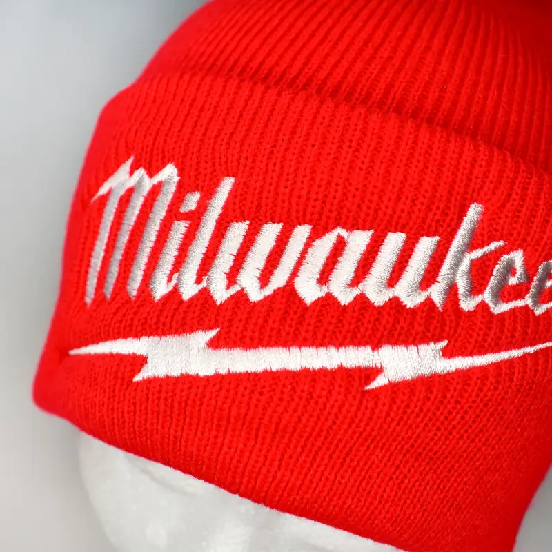 Čepice Milwaukee KULICH, červená pletená/žebrovaná tkanina, MIKULIR