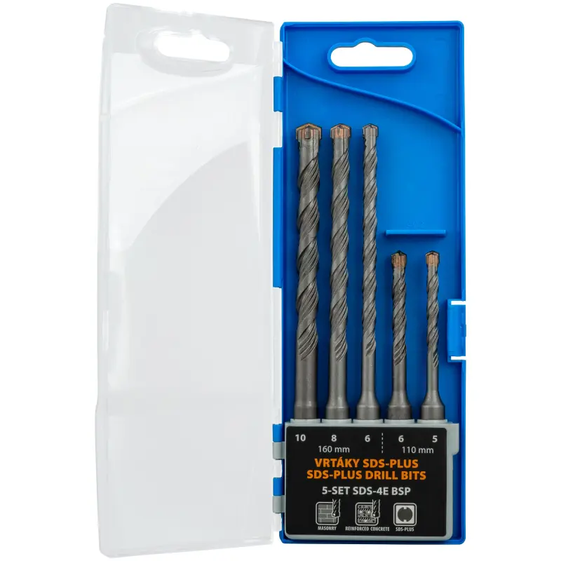 Vrtáky pro kladiva 5 ÷ 10 mm s upínáním SDS-Plus Narex 5-SET SDS-4E BSP (Sada 5 ks) (NA65405610)