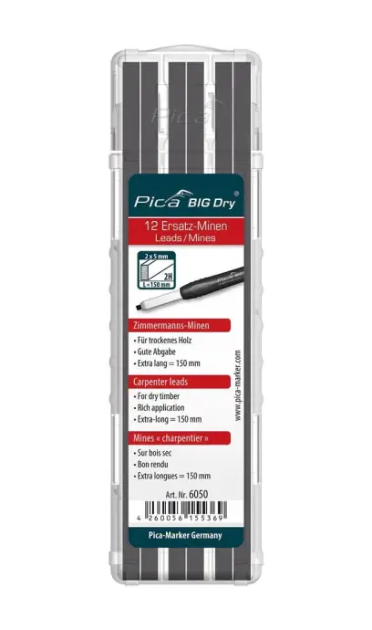 Sada tuhy pro Tesařskou tužku BIG Dry Zimmermann grafit 2H Pica