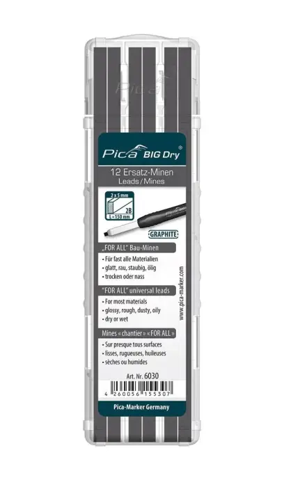 Sada tuhy pro Tesařskou tužku PICA BIG 6030 Dry FORALL Bau Bau Graphit Pica