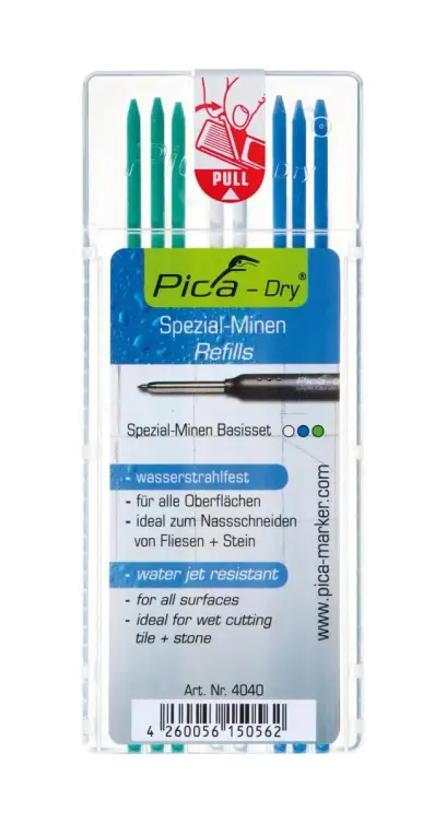 Sada tuhy pro hloubkový značkovač Pica-Dry bílá, zelená, modrá Pica