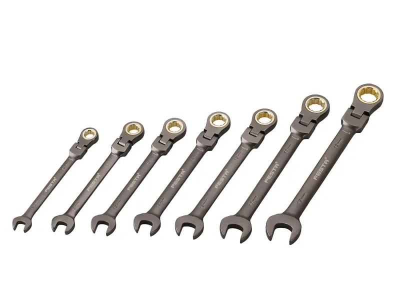 Sada ráčnové klíče kloubové FESTA 7ks 10-19mm 72T (L17621)