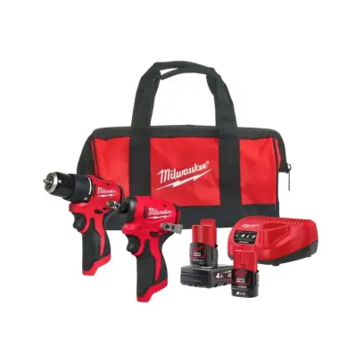 Aku sada Milwaukee M12 BLPP2B-422B, M12 BLPDRC-0 + M12 BLIDRC-0 + M12 B2 + M12 B4 + C12 C + taška, 4933500425