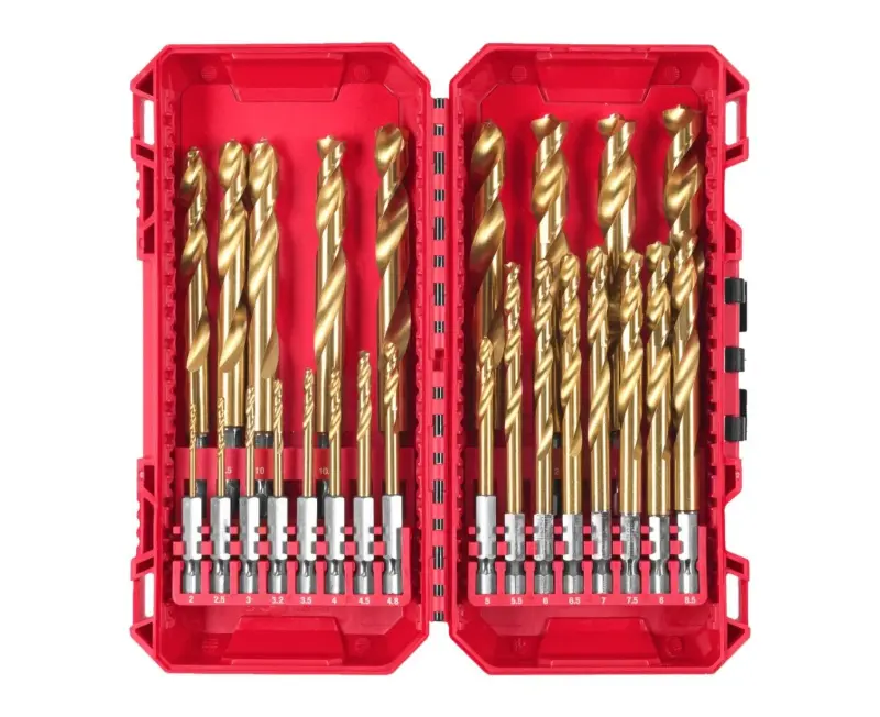 Vrtáky HSS-G do kovu Milwaukee  SHOCKWAVE IMPACT DUTY TiN Red HEX 1/4