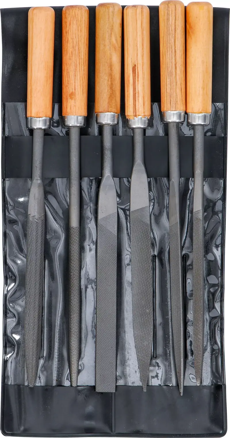 Klíčové pilníky Kraftmann 100 mm s dřevěnou násadou BGS 50201 (Sada 6 dílů) (BGS1050201), BGS1050201