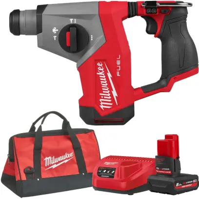 Aku kompaktní kombinované kladivo Milwaukee M12 FHAC16-501B, SDS-Plus 16 mm, aku M12 HB5 + C12 C + taška, 4933500781