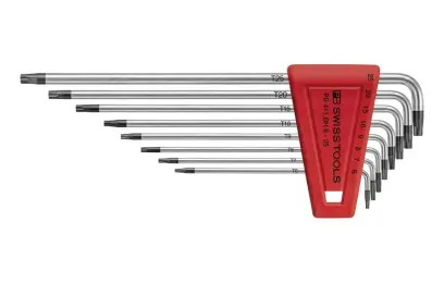 Zástrčné klíče T6-T25 s otvorem v plastovém držáku - 8 ks. PB Swiss Tools PB 411.BH 6-25 (EDE59030900)