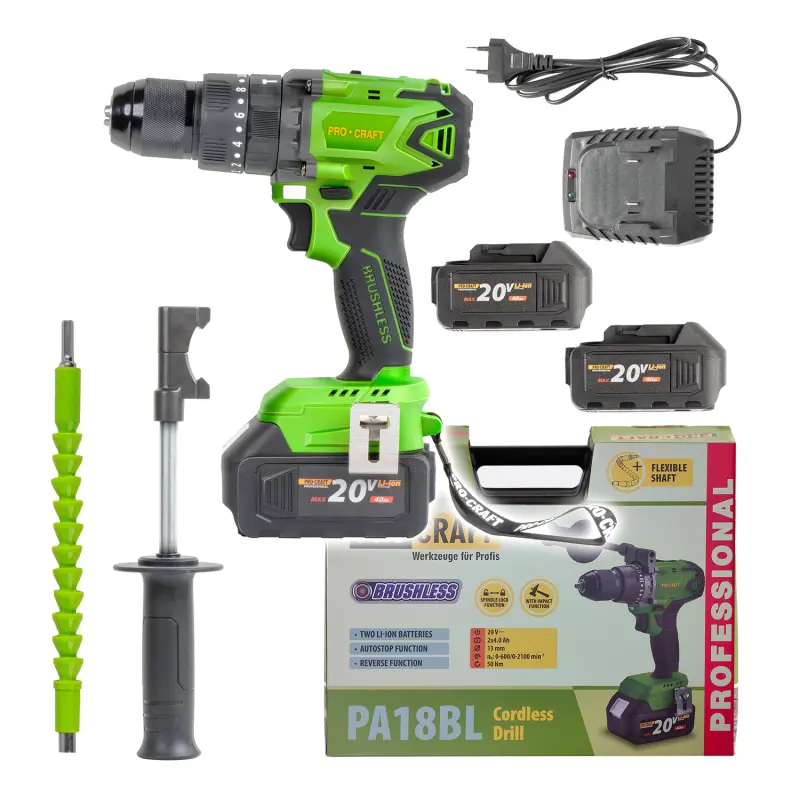 Aku vrtací šroubovák s příklepem Procraft PA18BL | PA18BL