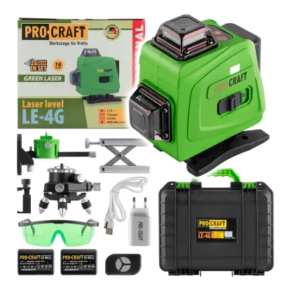 Laser zelený liniový, křížový samonivelační Procraft LE-4G (PRCLE-4G)