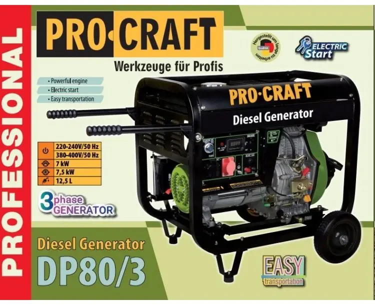 Dieselová elektrocentrála Procraft DP80/3 | DP80/3