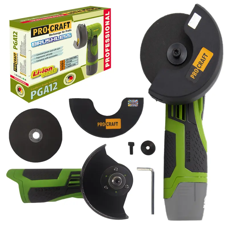 Aku mini úhlová bruska Procraft PGA12 1B, 76mm