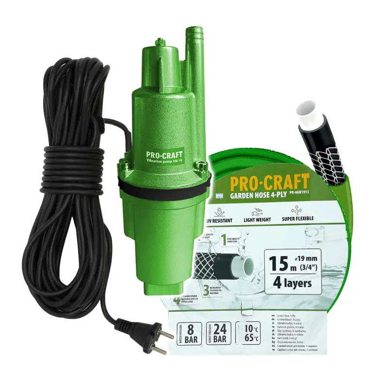 Vibrační čerpadlo Procraft VN-18 sada s hadicí 15m 3/4" PR-4GH1915 | SVN-18