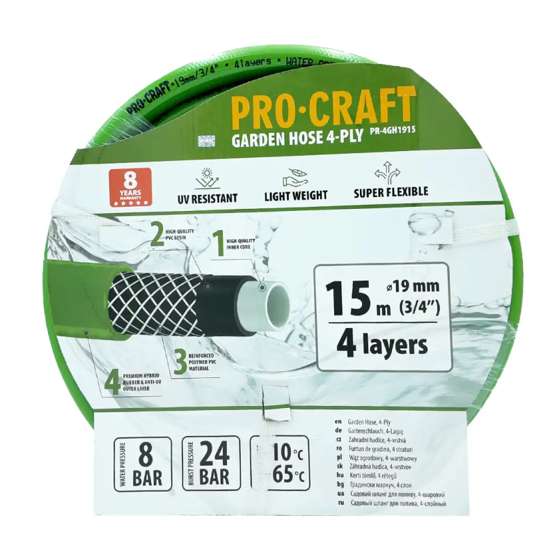 Zelená zahradní hadice Procraft PR-4GH1915 | PR-4GH1915