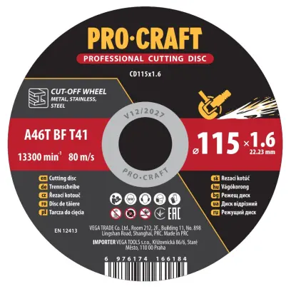 Řezný kotouč Procraft CD115x1.6 (PRCCD115x1.6)