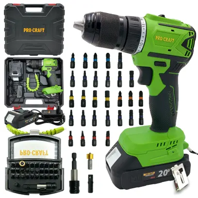 Aku vrtací šroubovák Procraft SPA18LiN se sadou bitů BS-32