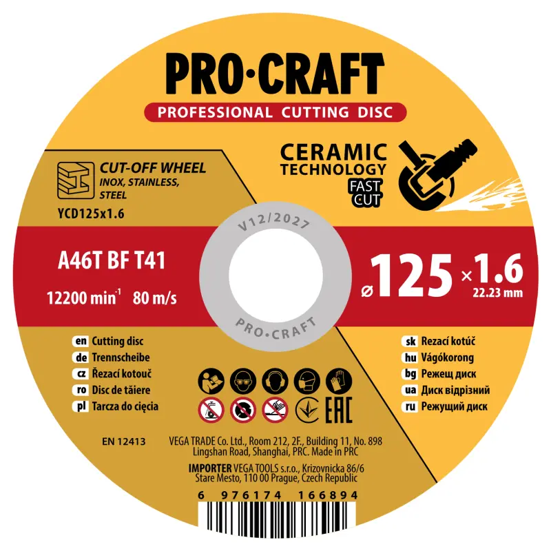 Keramický řezný kotouč Procraft YСD125x1.6 | YCD125x1.6