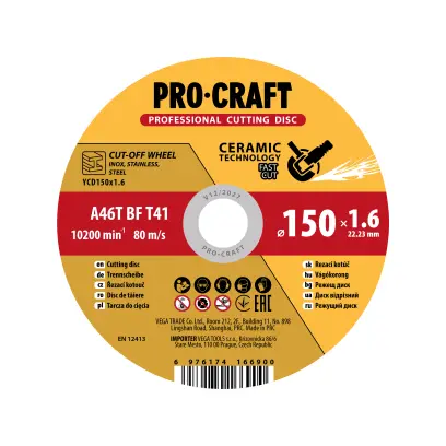 Keramický řezný kotouč Procraft YСD150x1.6 | YCD150x1.6