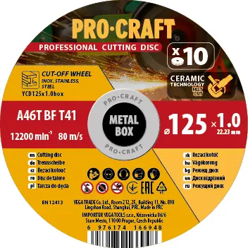 Sada řezných kotoučů Procraft YСD125x1.0b (PRCYCD125x1.0b)