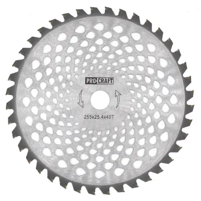 Nůž křovinořezu (kotouč) (D255*25.4) 40T karbid wolframu PROCRAFT