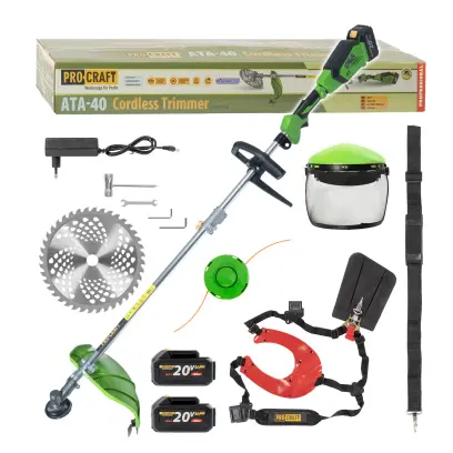 Aku křovinořez Procraft ATA-40 + dvouramenný popruh a ochranný štít