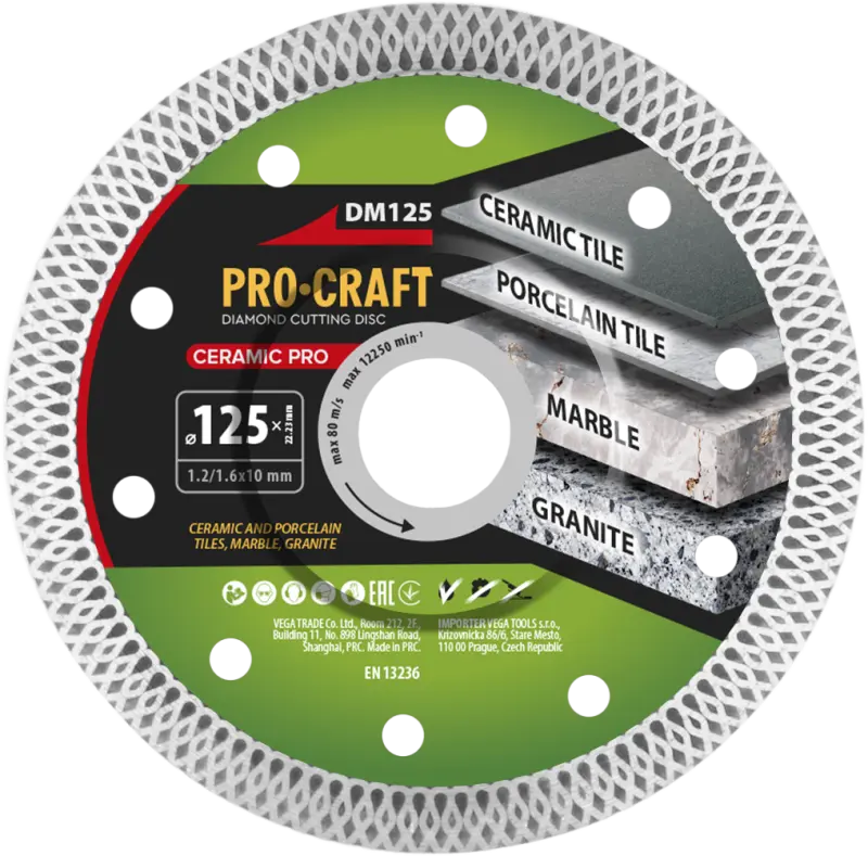 Diamantový řezný kotouč Ceramic PRO Procraft DM125 | DM125
