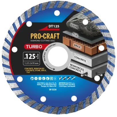 Diamantový řezný kotouč Turbo Procraft DT125 (PRCDT125)