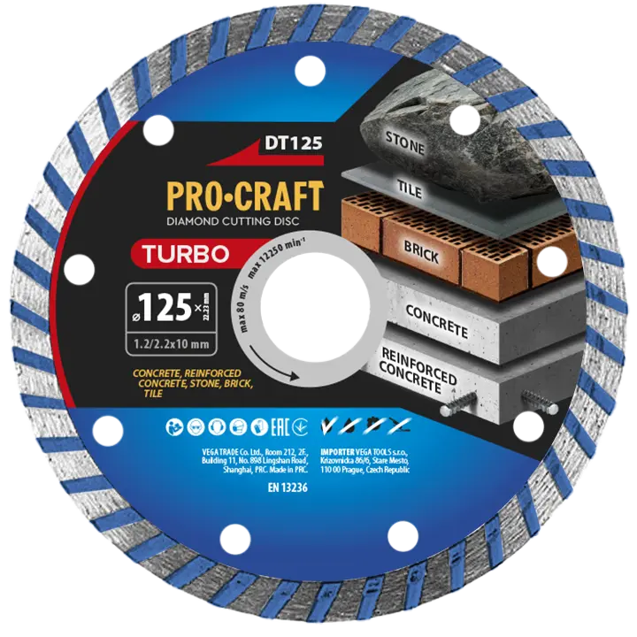 Diamantový řezný kotouč Turbo Procraft DT125 | DT125