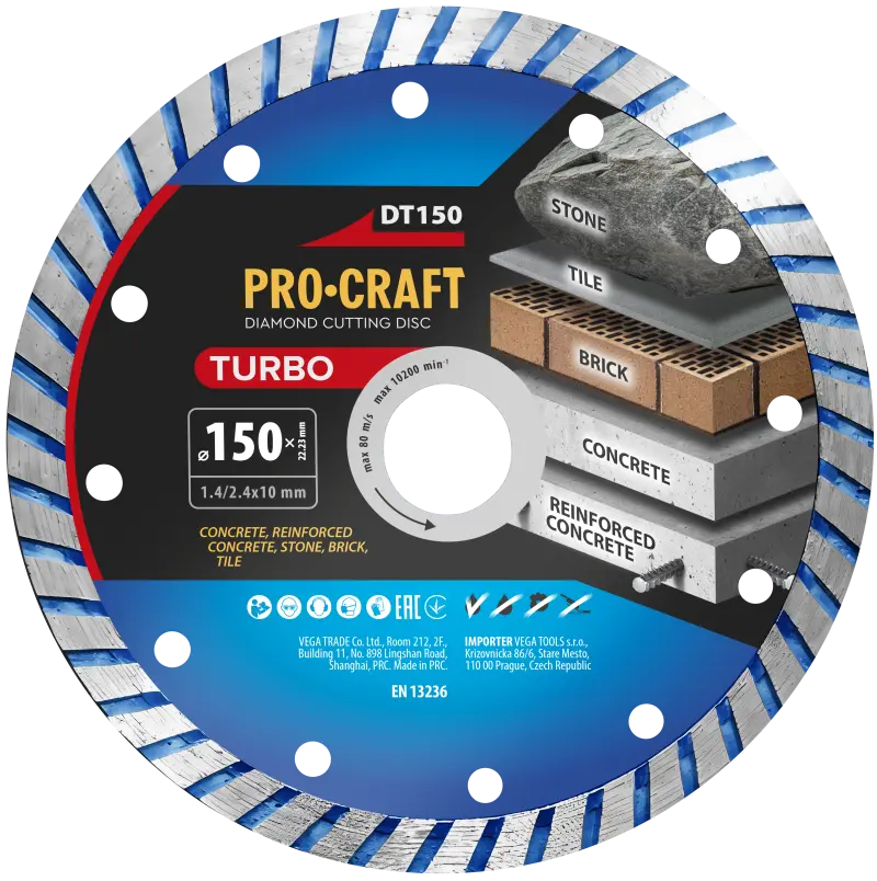 Diamantový řezný kotouč Turbo Procraft DT150 | DT150