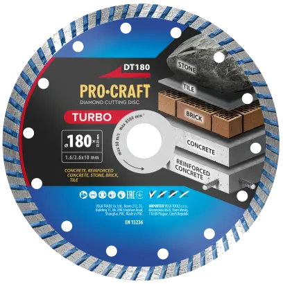 Diamantový řezný kotouč Turbo Procraft DT180 (PRCDT180)