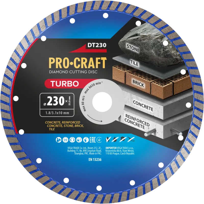 Diamantový řezný kotouč Turbo Procraft DT230 | DT230