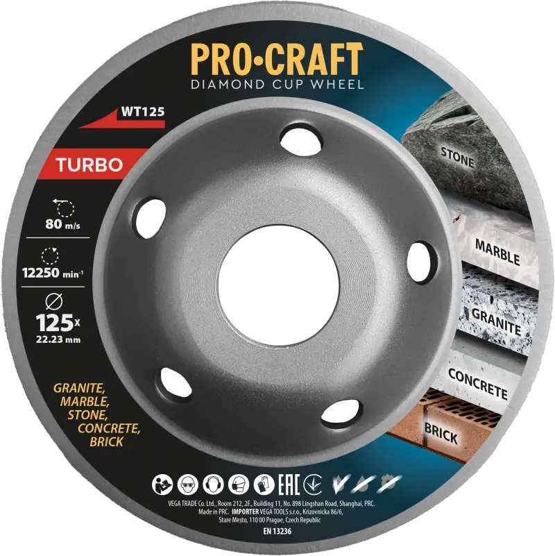 Diamantový brusný kotouč (hrncový) Procraft WT125 Turbo | WT125