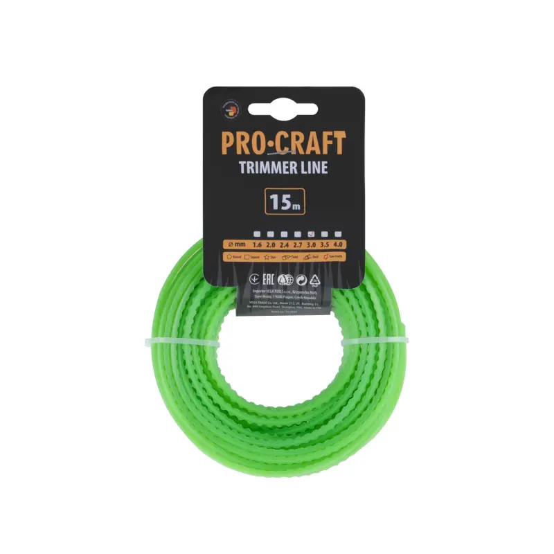 Struna žací (3mm) (15m) ozubená PROCRAFT KD-3/15 | KD-3/15