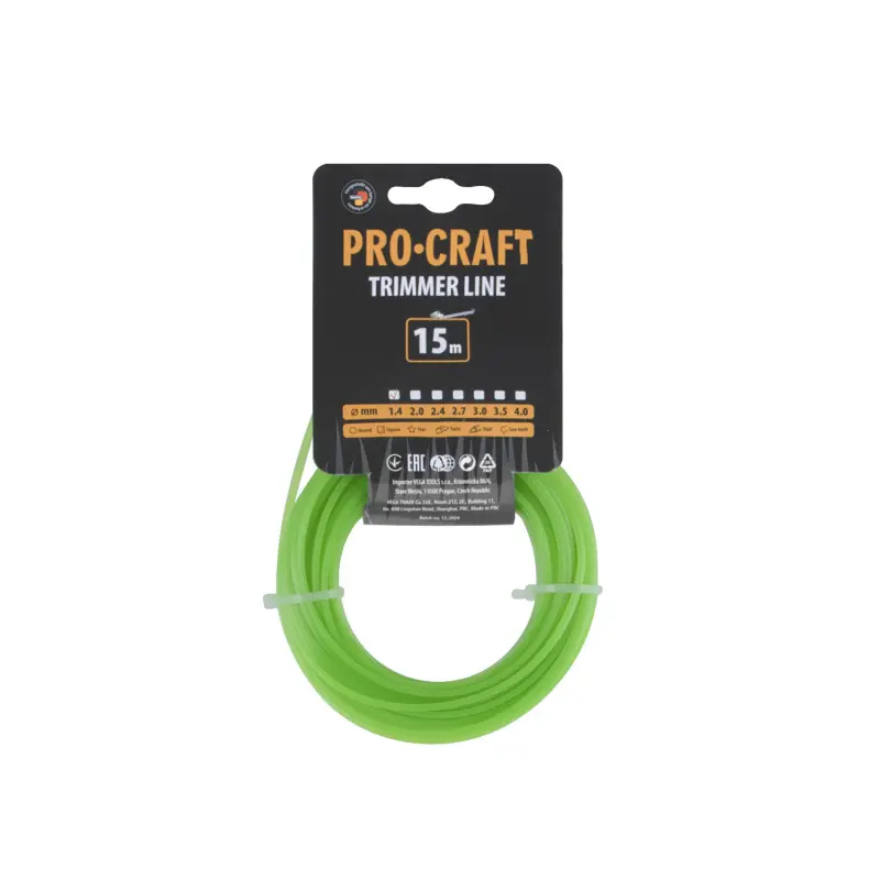 Struna žací (1.4mm) (15m) čtverec PROCRAFT KV-1.4/15 | KV-1.4/15
